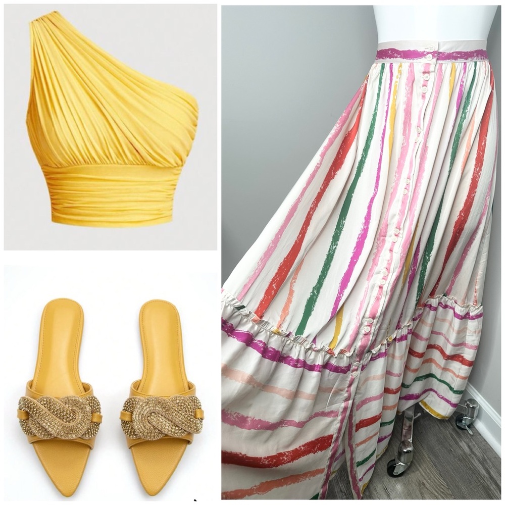 NY&CO Striped Multicolor Maxi Skirt-XS-PRELOVED